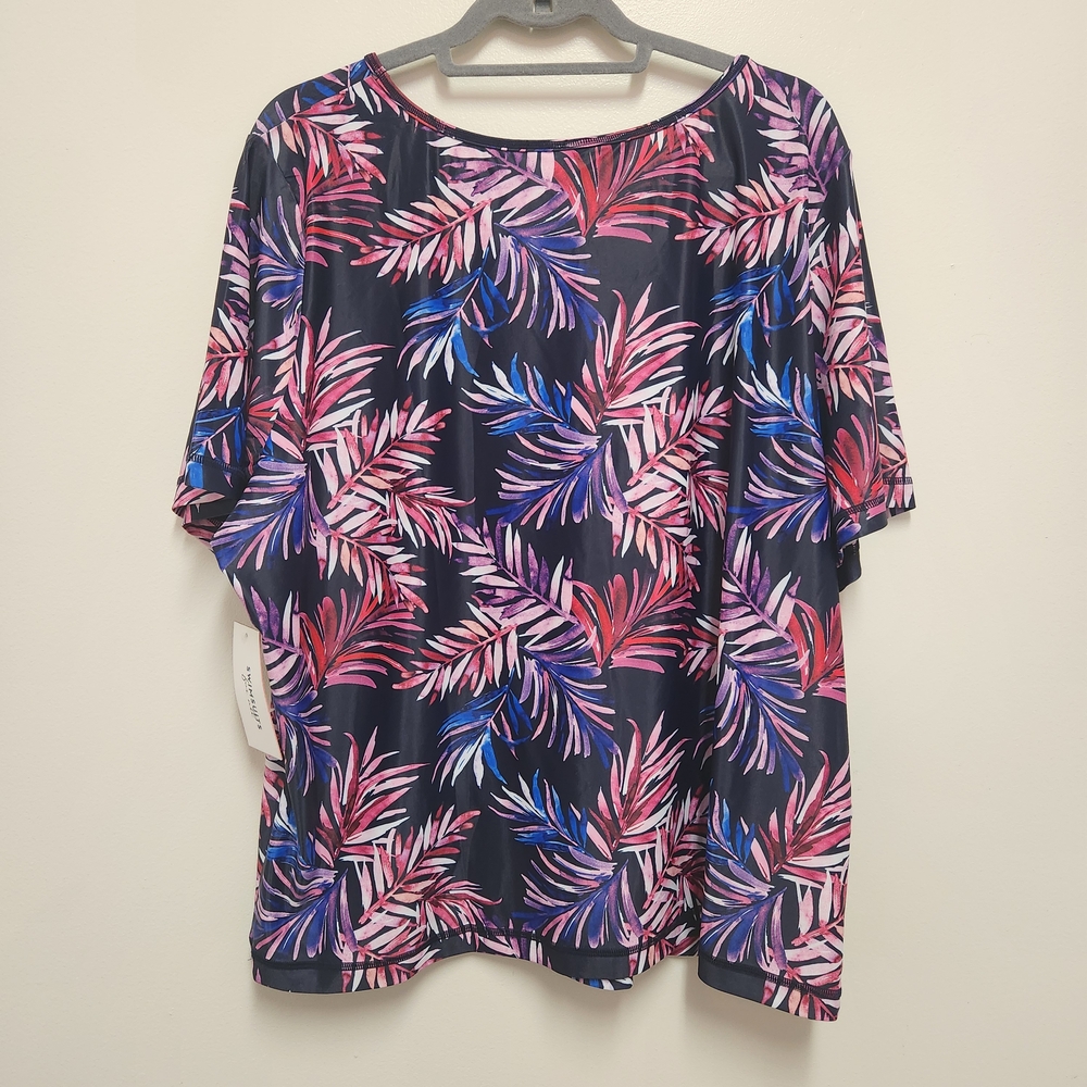 Swimsuits for All Swim Tee Womens Plus Size 26 Crew Neck Pink Dark Blue